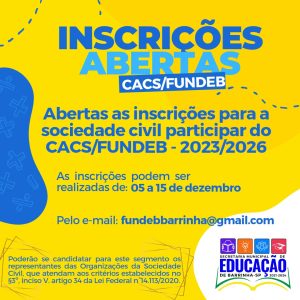 Read more about the article <a href="https://barrinha.sp.gov.br/2022/12/02/inscricoes-abertas-cacs-fundeb/">Inscrições abertas CACS/FUNDEB</a>