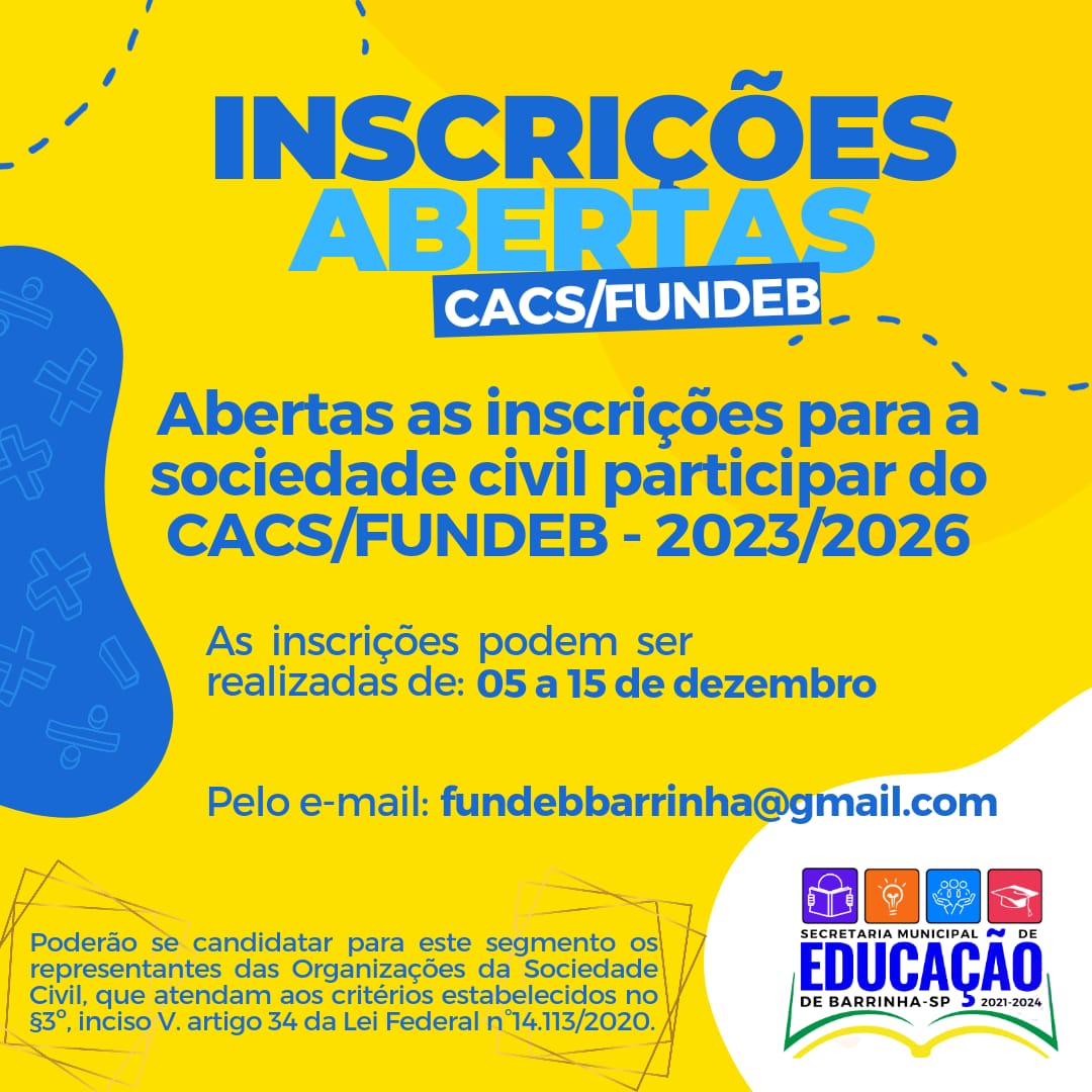 You are currently viewing <a href="https://barrinha.sp.gov.br/2022/12/02/inscricoes-abertas-cacs-fundeb/">Inscrições abertas CACS/FUNDEB</a>